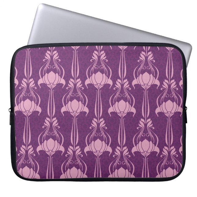 Bloemen behang roze Violet ontwerp Laptop Sleeve (Voorkant)