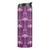 Bloemen behang roze Violet ontwerp Thermosbeker (Gedraaid links)