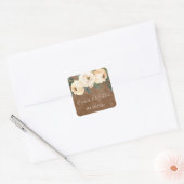 Bloemen Beige Blush Bruiloft Gunsten Vierkante Sticker (Envelop)