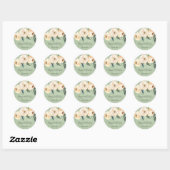 Bloemen Beige Blush en Groene Bruiloft Ronde Sticker (Vel)