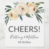 Bloemen Beige Blush Wijn Trouwgunsten Etiket (Enkel label)