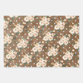 Bloemen Beige Bruin Bruiloft Inpakpapier Vel (Voorkant)