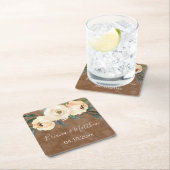 Bloemen Beige Bruin Bruiloft Kartonnen Onderzetters (Insitu)