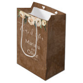 Bloemen Beige Bruin Bruiloft Medium Cadeauzakje (Voorkant Gekanteld)
