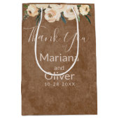 Bloemen Beige Bruin Bruiloft Medium Cadeauzakje (Voorkant)