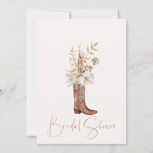 Bloemen Beige Laarzen Brunch Bubbly Vrijgezellenfe Kaart (Achterkant)