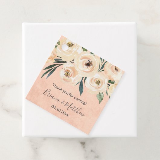 Bloemen Beige Roze Bruiloft Favor Labels (In situ)