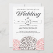  bloemen Beige + Roze bruiloft Kaart (Voorkant)