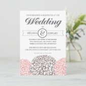  bloemen Beige + Roze bruiloft Kaart (Staand voorkant)