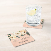 Bloemen Beige Roze Bruiloft Kartonnen Onderzetters (Insitu)