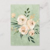 Bloemen Beige Rozen Goud op Groen Informatiekaartje (Achterkant)