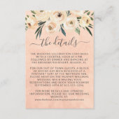 Bloemen Beige Rozen Goud op Roze Bruiloft Informatiekaartje (Voorkant)