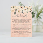 Bloemen Beige Rozen Goud op Roze Bruiloft Informatiekaartje (Staand voorkant)