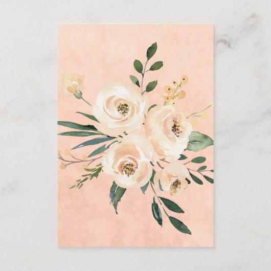 Bloemen Beige Rozen Goud op Roze Bruiloft Informatiekaartje (Achterkant)