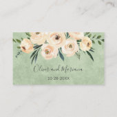 Bloemen Beige Sage Groene Bruiloft Website Informatiekaartje (Achterkant)