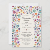 Bloemen Beige Wildflower bruiloft repetitie diner Kaart (Voorkant)