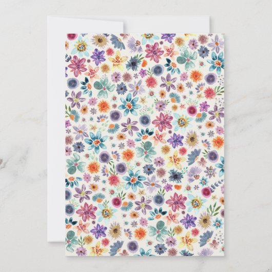 Bloemen Beige Wildflower bruiloft repetitie diner Kaart (Achterkant)