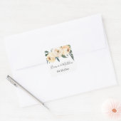 Bloemen Beige Wit Bruiloft Favorieten Vierkant Vierkante Sticker (Envelop)