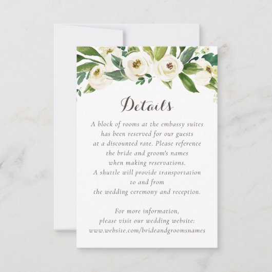 Bloemen Beige Wit Groen Elegant Crest Details Kaart (Voorkant)