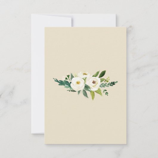 Bloemen Beige Wit Groen Elegant Crest Details Kaart (Achterkant)