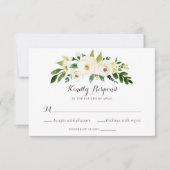 Bloemen Beige Wit Groen Elegant Crest RSVP Kaart (Voorkant)