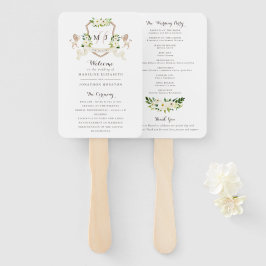 Bloemen Beige Wit groen Elegant Ivoor Ceremony Handwaaier