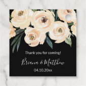Bloemen Beige Zwart Bruiloft Favor Labels (Achterkant)