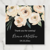 Bloemen Beige Zwart Bruiloft Favor Labels (Voorkant)