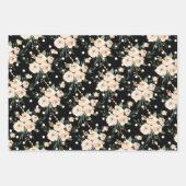 Bloemen Beige Zwart Bruiloft Inpakpapier Vel (Voorkant)