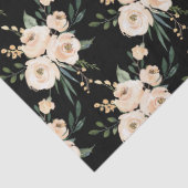 Bloemen Beige Zwart Bruiloft Tissue Papier (Detail)