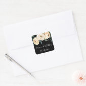 Bloemen Beige Zwart-wit bruiloft gunsten Vierkante Sticker (Envelop)