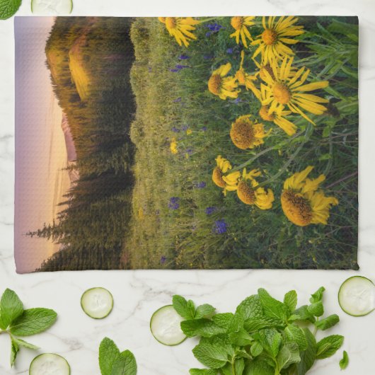 Bloemen | Bergbeemdommen Butte Colorado Theedoek (Gevouwen)