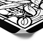 Bloemen & Bergen Glazen in lood raamkleuren Poster (Hoek)