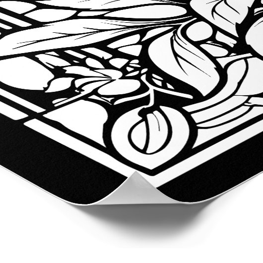 Bloemen & Bergen Glazen in lood raamkleuren Poster (Hoek)