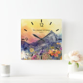 Bloemen bergwandklok met bijbelvers vierkante klok (Huis)