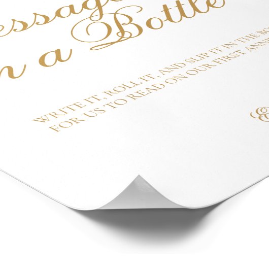 Bloemen bericht in een fles teken bruiloft gastenb poster (Hoek)