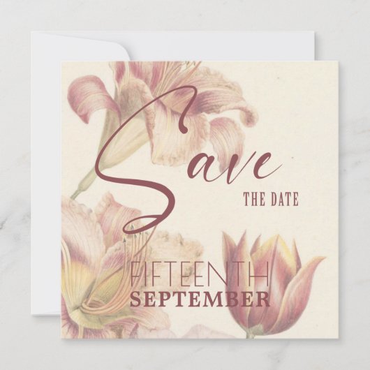 Bloemen Bewaar de datum Aankondiging Sjabloon (Voorkant)