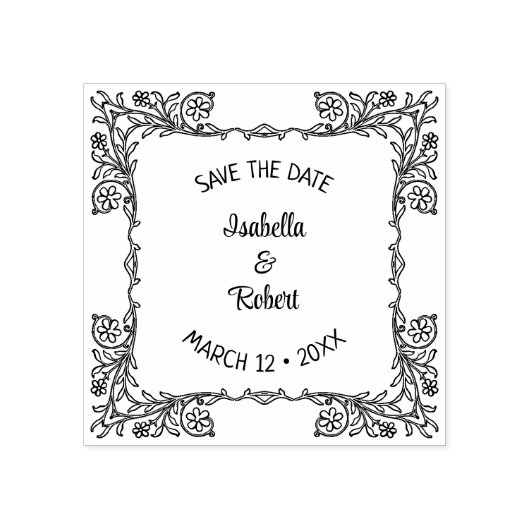  Bloemen Bewaar de datum Bruiloft Rubberstempel (Afrduk)