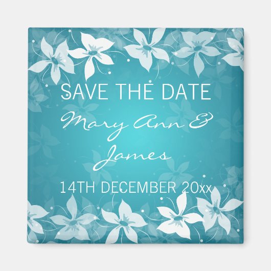 Bloemen Bewaar de datum Exotisch Bloeit Blauw Magneet (Voorkant)