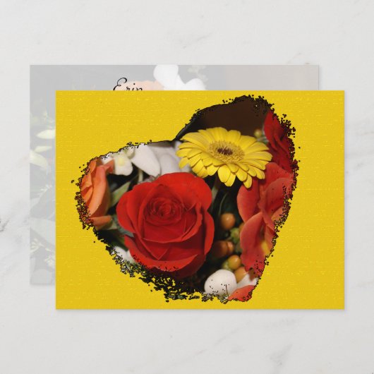 Bloemen Bewaar de datum Hart Vormig Boeket Briefkaart (Voorkant / Achterkant)