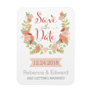 Bloemen Bewaar de datum Magneet