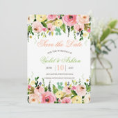 Bloemen Bewaar de Datum Uitnodiging (Staand voorkant)