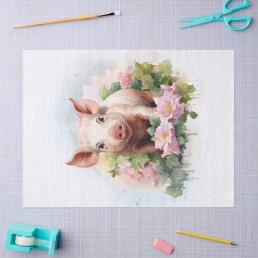 Bloemen biggen Waterverf Tissuepapier (Craft)