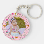 Bloemen bij & bloemen Patroon Roze Monogram Sleutelhanger (Achterkant)