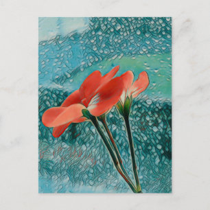 Bloemen bij de vensterkaart briefkaart