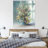 Bloemen bij het raam canvas afdruk (Insitu (Slaapkamer))