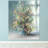 Bloemen bij het raam canvas afdruk (Insitu (Houten vloer))