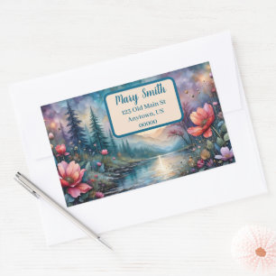 Bloemen bij het Waterside Adres Rechthoekige Sticker