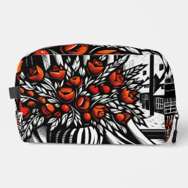 Bloemen bij het winterraam toilettasje