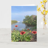 Bloemen bij het zee (blanco binnen) kaart (Gele Bloem)
